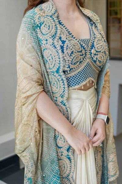 Beautiful Three Piece Set Stitched Into Fabric Western Wear Ready To Wear Collection