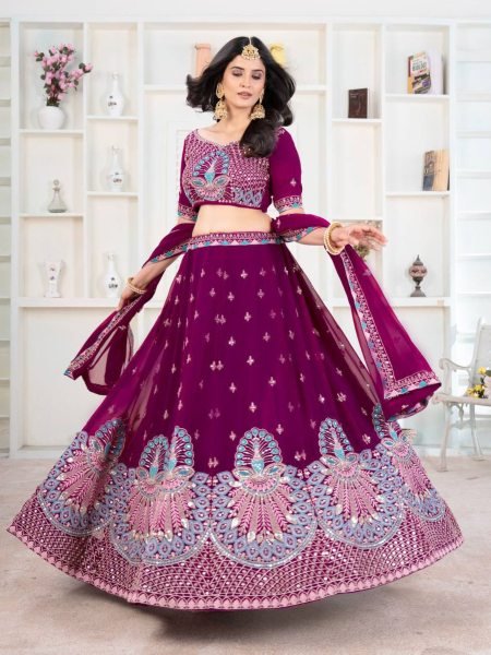 Beautiful Trending Georgette Embroidery Sequence Designer Work Lehenga Choli Set  Lehenga