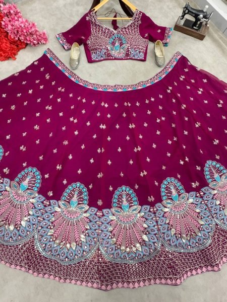 Beautiful Trending Georgette Embroidery Sequence Designer Work Lehenga Choli Set Designer Lehenga Choli