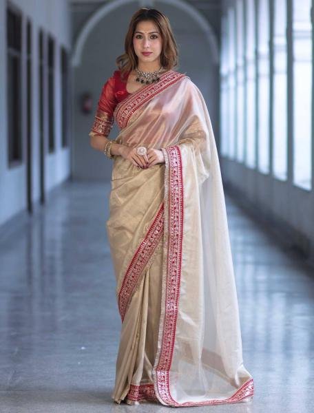 Beautiful Twil Net Saree With Sequins and Thread Work For Partywear Net Sarees Wholesale