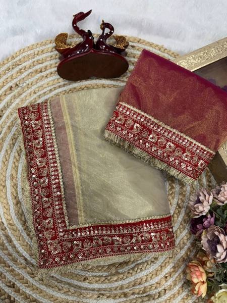 Beautiful Twil Net Saree With Sequins and Thread Work For Partywear Net Sarees Wholesale