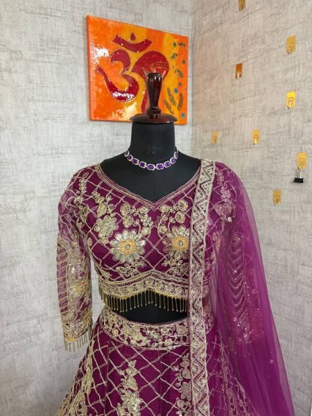 Beautiful Wine Heavy Sequins Work Lehenga with Can Can For Bridesmaids Designer Lehenga Choli