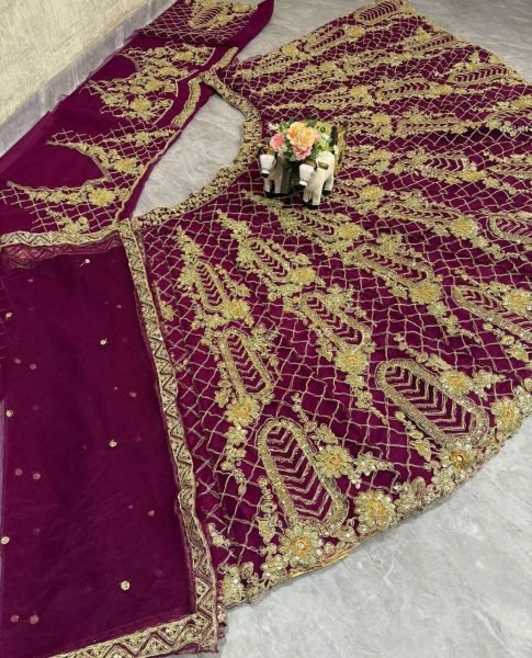 Beautiful Wine Heavy Sequins Work Lehenga with Can Can For Bridesmaids Designer Lehenga Choli