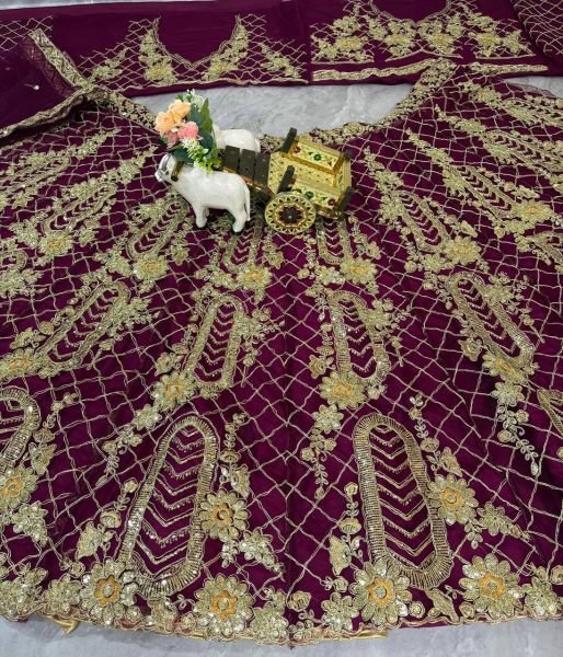 Beautiful Wine Heavy Sequins Work Lehenga with Can Can For Bridesmaids Designer Lehenga Choli