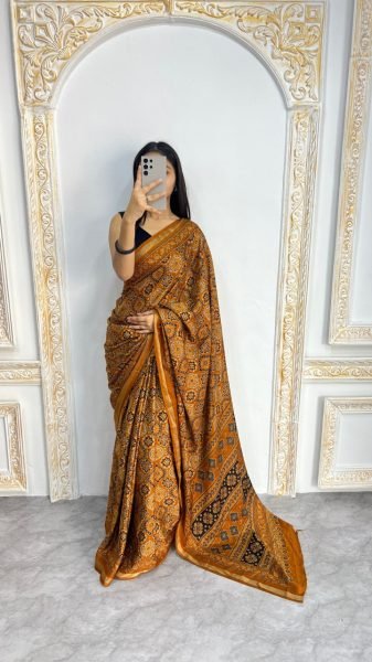 Beautiful Yellow Mal Cotton Saree with Elegant Printed Pattern Printed Cotton Sarees Wholesale