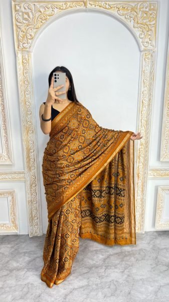 Beautiful Yellow Mal Cotton Saree with Elegant Printed Pattern Printed Cotton Sarees Wholesale
