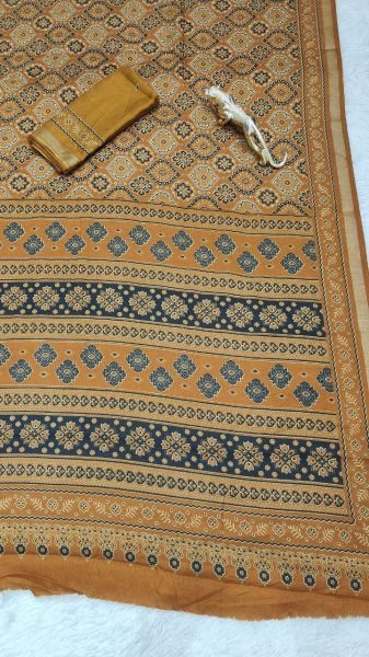 Beautiful Yellow Mal Cotton Saree with Elegant Printed Pattern Printed Cotton Sarees Wholesale