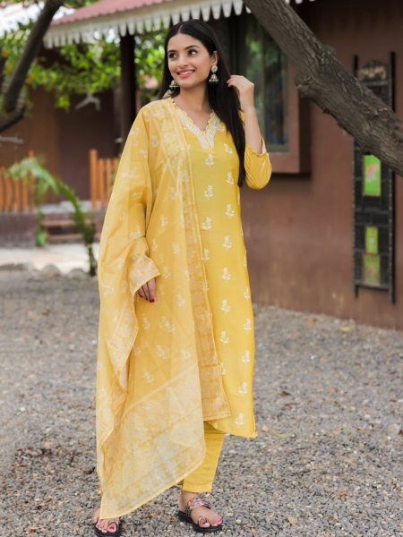 Beautiful Yellow Rayon Embroidered Kurti with Bottom Dupatta for Daily Wear at Manufacturer Rate  Straight Cut Long Kurtis
