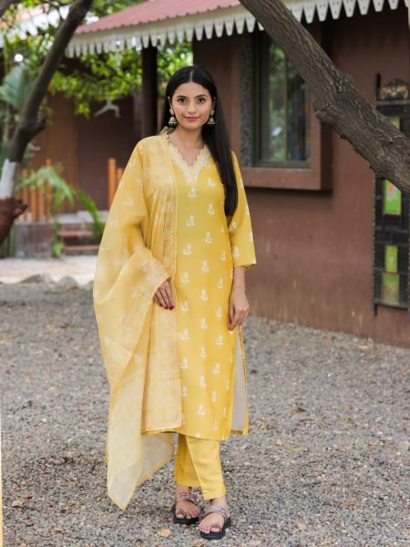 Beautiful Yellow Rayon Embroidered Kurti with Bottom Dupatta for Daily Wear at Manufacturer Rate  Straight Cut Long Kurtis