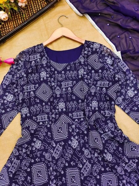 Beautifull Fox Georgette Gown With Dupatta Kurti With Dupatta Wholesale