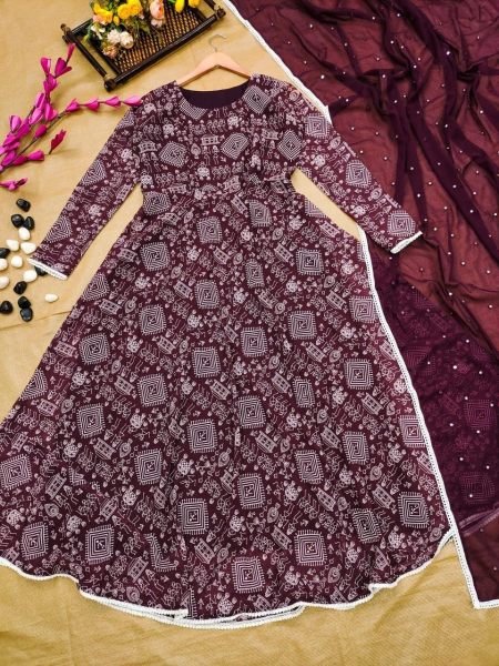 Beautifull Fox Georgette Gown With Dupatta Kurti With Dupatta Wholesale