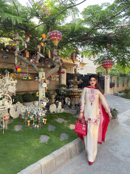 Begie Festival Wear Heavy Natural Satin Embroidered Kurti Farshi Set with Designer Dupatta Ready To Wear Collection