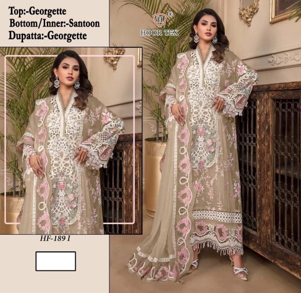 Beige Georgette Pakistani Suit with Chic Embroidery A Stylish Pick for Party Nights Pakistani Suits Wholesale