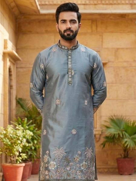 Best Mens Embroidered Daman Kurta with Payjama At Affordable Price Mens Wear