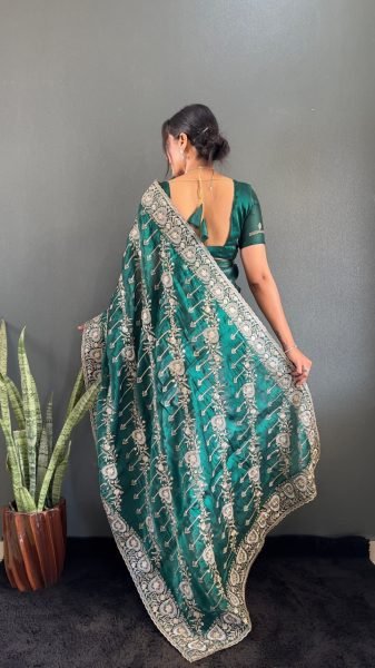 Best Price Designer Heavy Jimmy Choo Silk Saree With Embroidered Blouse  JIMMY CHOO SAREE