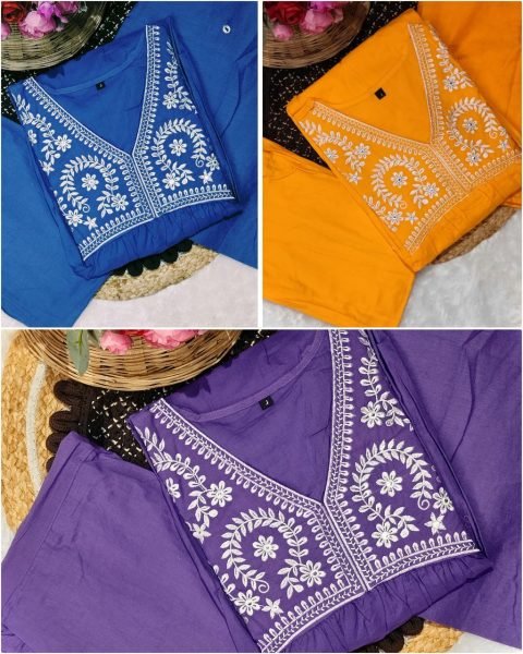 Best Price Pure Fine Cotton Embroidered Kurti Set Cotton Kurtis Wholesale