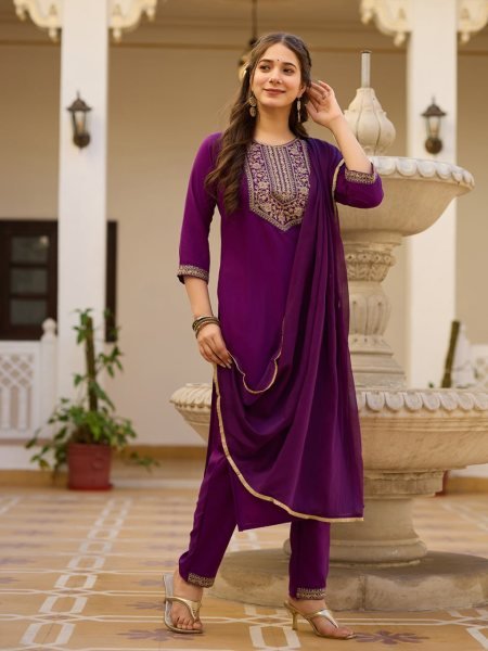 Best Price Zari Beige Rayon Designer Salwar Kameez For Women's & Girls 3 Piece Kurti Set