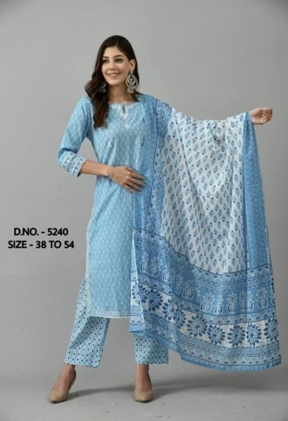 Best Quality Beautiful Pure Cotton Cambric Kurti Pant With Mulmul Printed Dupatta  Jaipuri Cotton Kurtis Wholesale