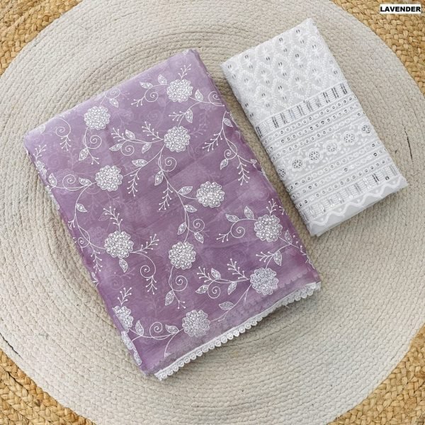 Best Selling Lavender Color Jimmy Chu Chikankari Saree At Best Rate Chikankari Sarees Wholesale