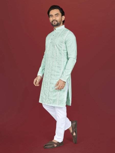 Best Selling Pista Men Kurta Pajama Set for Festive Wear Kurta Pajama Wholesale