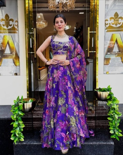 Best Selling Royal Purple Tabby Silk Lehenga with Heavy Flair for Wedding Functions Bollywood Lehenga Choli