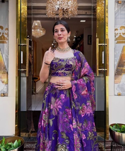 Best Selling Royal Purple Tabby Silk Lehenga with Heavy Flair for Wedding Functions Bollywood Lehenga Choli