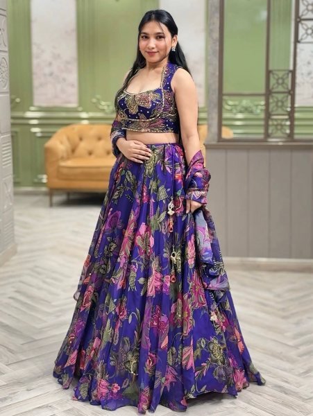 Best Selling Royal Purple Tabby Silk Lehenga with Heavy Flair for Wedding Functions Bollywood Lehenga Choli