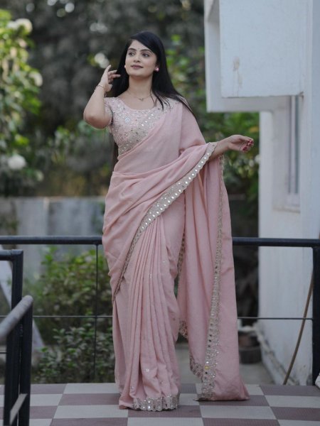 Bestselling Mirror Work Saree with Ruffle Skirt and Designer Pallu  Sarees 
