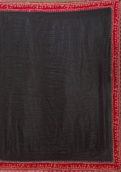 Black Bandhej Saree with Hand Embellished Beads and Stones Silk Satin Blouse Piece Bandhej Sarees Wholesale