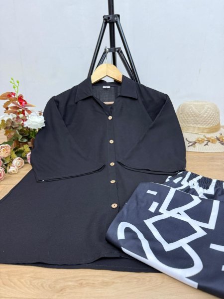 Black Co ord Set With Graphic Print Palazzo Classy Modern Look For Women CO ORD Sets