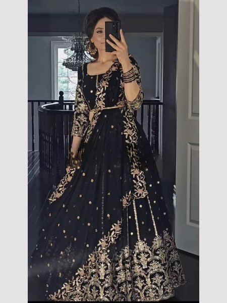Black Color Embroidery Work Lehenga Choli  Bridal Lehenga Choli