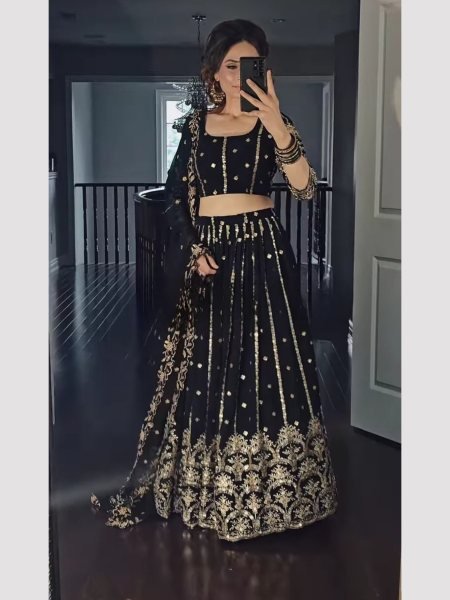 Black Color Embroidery Work Lehenga Choli  Bridal Lehenga Choli