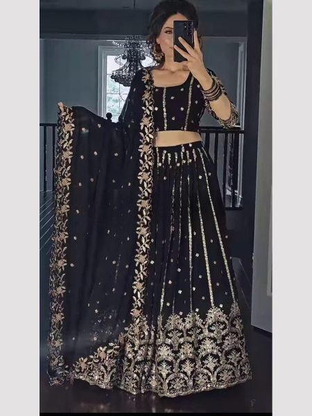 Black Color Embroidery Work Lehenga Choli  Bridal Lehenga Choli