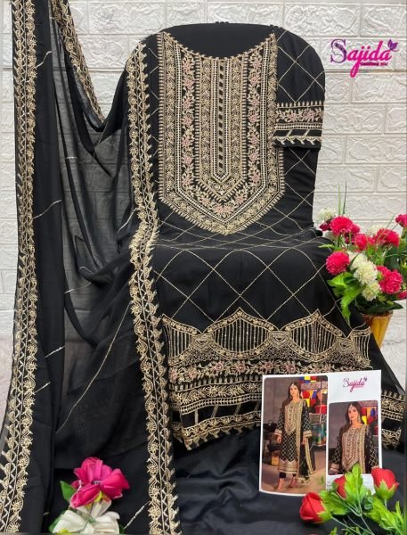 Black Color Georgette Heavy Embroidered Work Pakistani Suit  Pakistani Suits Wholesale