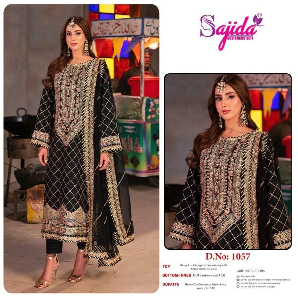 Black Color Georgette Heavy Embroidered Work Pakistani Suit  Pakistani Suits Wholesale