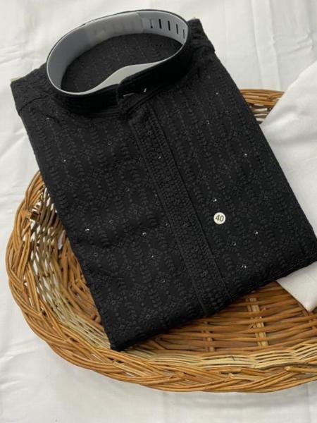 Black Color Men’s Traditional Heavy Rayon Kurta with Cotton Pajama Set At Best Rates Mens Wear