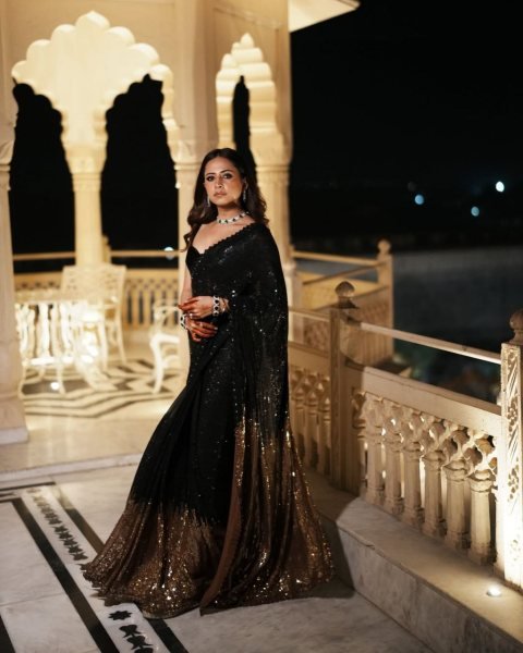 Black Color Party Special Georgette Embroidery Work Saree Collection  Bollywood Fancy Sarees Wholesale