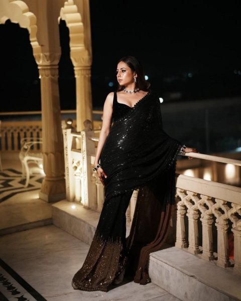 Black Color Party Special Georgette Embroidery Work Saree Collection  Bollywood Fancy Sarees Wholesale