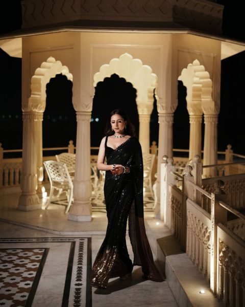 Black Color Party Special Georgette Embroidery Work Saree Collection  Bollywood Fancy Sarees Wholesale