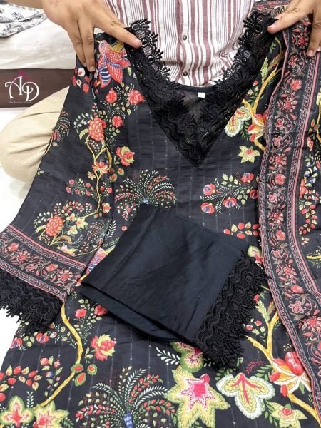 Black Color Pure Muslin Chikankari Hevay Lace Work Kurti Set  Lucknowi Chikankari Kurtis Wholesale