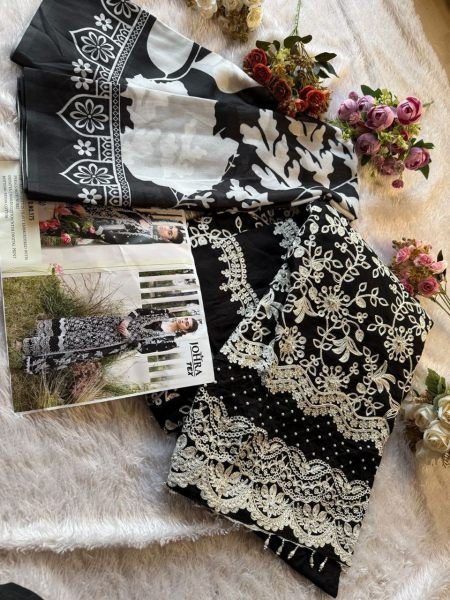 Black Color Rayon Cotton Suit With Embroidered Work in Best Quality Designer Plazzo Salwar Suits Wholesale