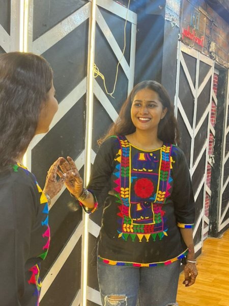 Black Designer Embroidered Navratri Top Stylish Casual Festive Wear 