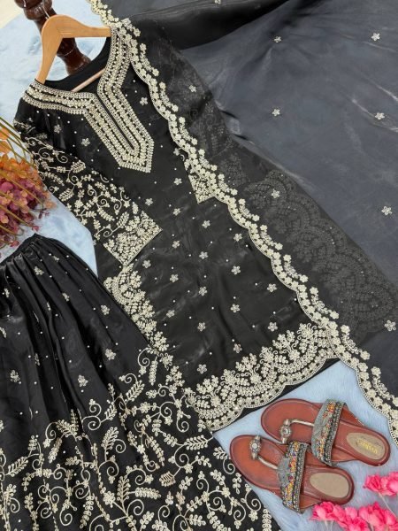 Black Eid Festive Special Readymade Plazzo Suit Collection  Ready To Wear Collection