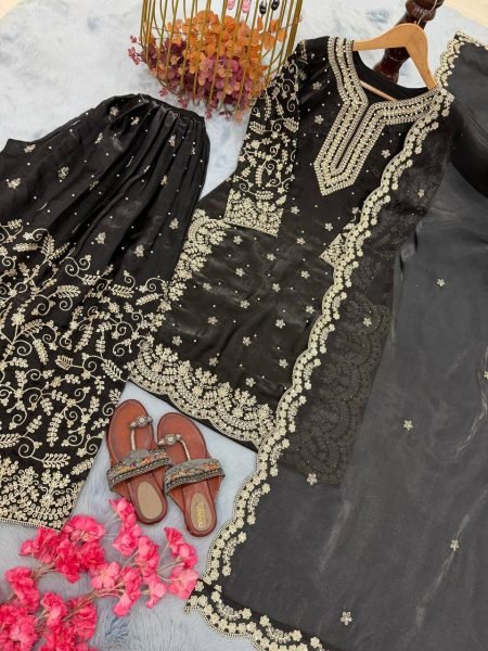 Black Eid Festive Special Readymade Plazzo Suit Collection  Ready To Wear Collection