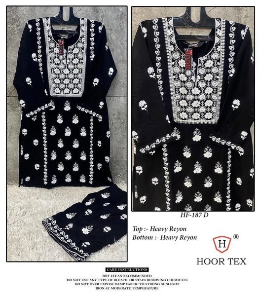 Black Embroidered Pakistani Suit in Heavy Rayon HF-187D for Festive Wear Pakistani Suits Wholesale