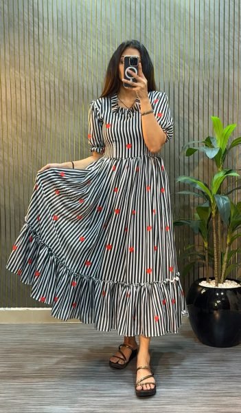 Black Fancy Mul Chanderi Midi Dress Collection for Boutique and Reseller Buyers Western Ladies Top Wholesale