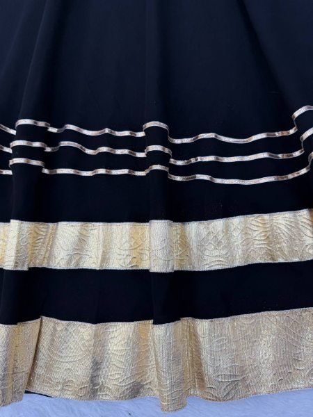 Black Faux Georgette Top and Lehenga Set with Gota Patti Work for Wedding Functions Ready To Wear Collection