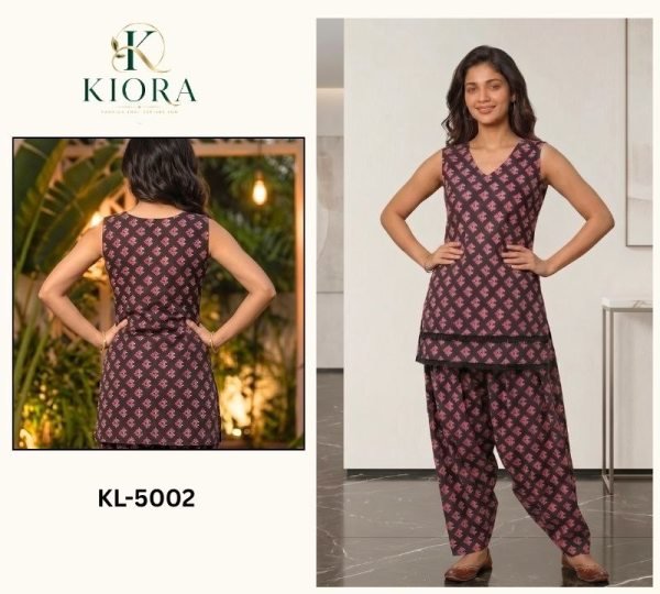 Black Festive Collection Soft Cotton Farshi Co-Ord Set from Kiora Brand Full Set Kurti