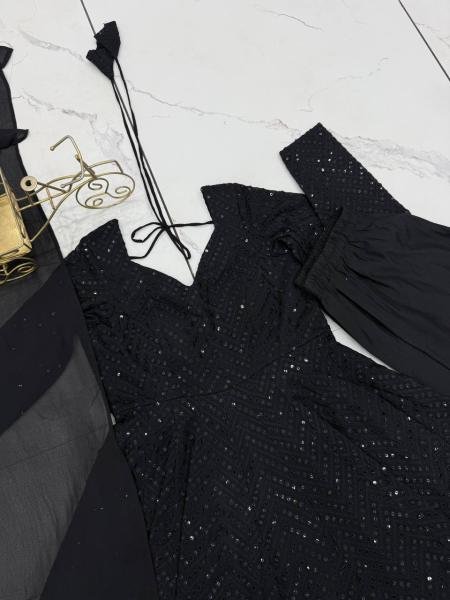 Black Fox Georgette 4 Mtr Flair Anarkali Suit with Pant and Dupatta For Woman At Best Rates Anarkali Kurtis 