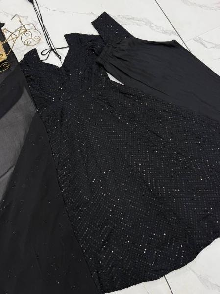 Black Fox Georgette 4 Mtr Flair Anarkali Suit with Pant and Dupatta For Woman At Best Rates Anarkali Kurtis 